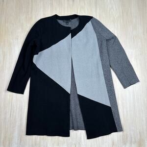 Ann Taylor Color Block Longline Knit Modern Office Casual Sweater Coat Small